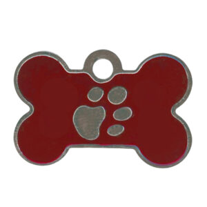 Klein Botje Met Pootafdruk Rood Met Zilveren Rand