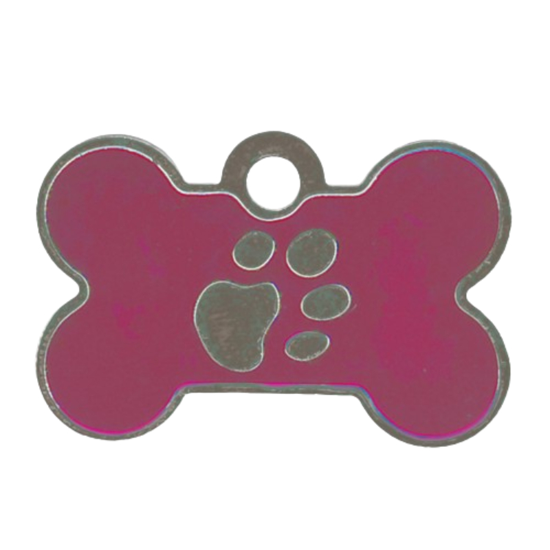 Klein Botje Met Pootafdruk Roze Met Zilveren Rand