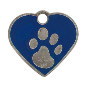 Klein Hartje Met Pootafdruk Blauw Met Zilveren Rand